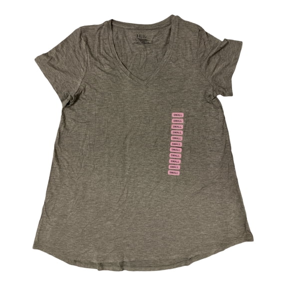 Hue Women's Short Sleeve Relaxed Fit Perfect Legging V-Neck Tee (Heather Grey, S)