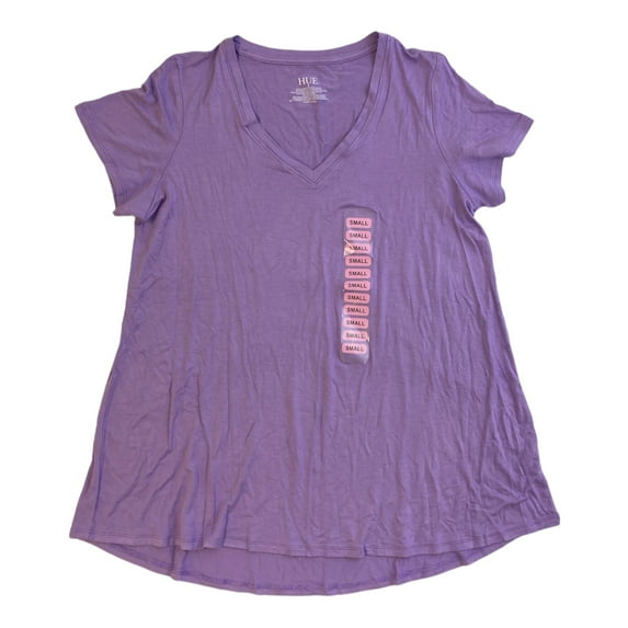 Hue Women's Short Sleeve V-Neck Super Soft Stretch Perfect Legging Tunic Tee (Bougainvillea, XXXL)