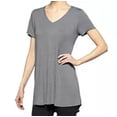 thumbnail image 1 of Hue Women's Short Sleeve V-Neck Super Soft Stretch Perfect Legging Tunic Tee (Heather Grey, XL), 1 of 2