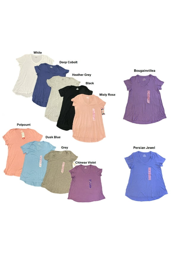 Women's Short Sleeve V-Neck Super Soft Stretch Perfect Legging Tunic Tee (Persian Jewel, S)