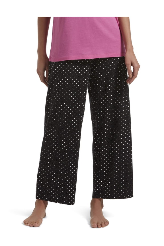 Women's SleepWell Basic Printed Knit Performance Sleep Pajama Pant, Made with Temperature Regulating Technology, Black-Rio Dot, X-Large