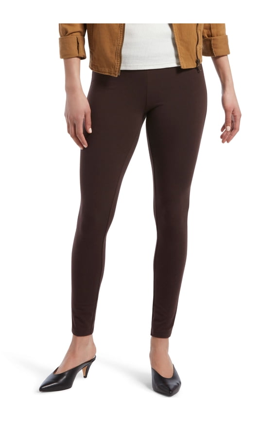 Women's Wide Waistband Blackout Cotton Leggings, Espresso, XSmall