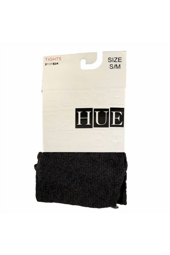 Hue Womens Flecked Opaque Control Top Tights S/M Black Ht 5'3"-6' Wt120-170Lbs