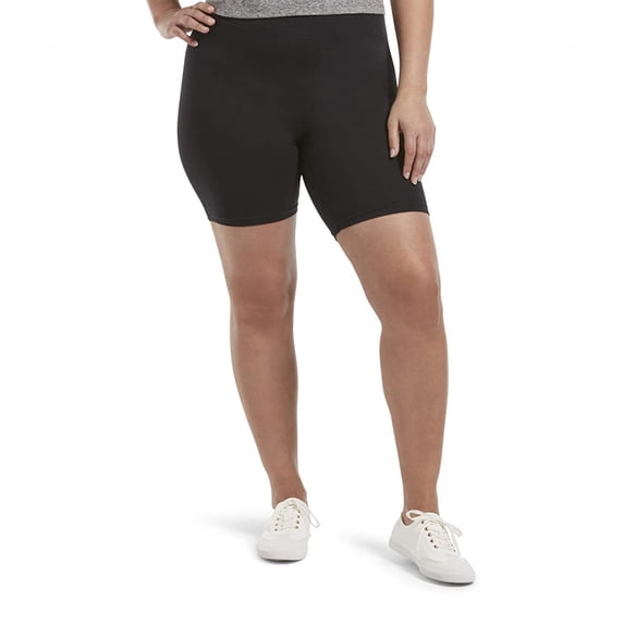Hue Women's High Waist Blackout Cotton Bike Shorts, Assorted Hosiery, Black, X-Large US