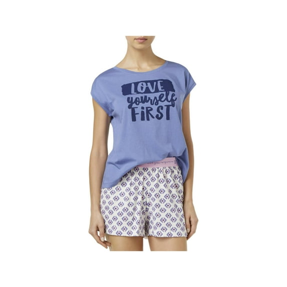 Hue Womens Love Yourself First Graphic Print Muscle Sleep Tee
