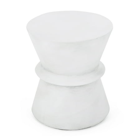 Hueber Lightweight Concrete Outdoor Side Table, Antique White
