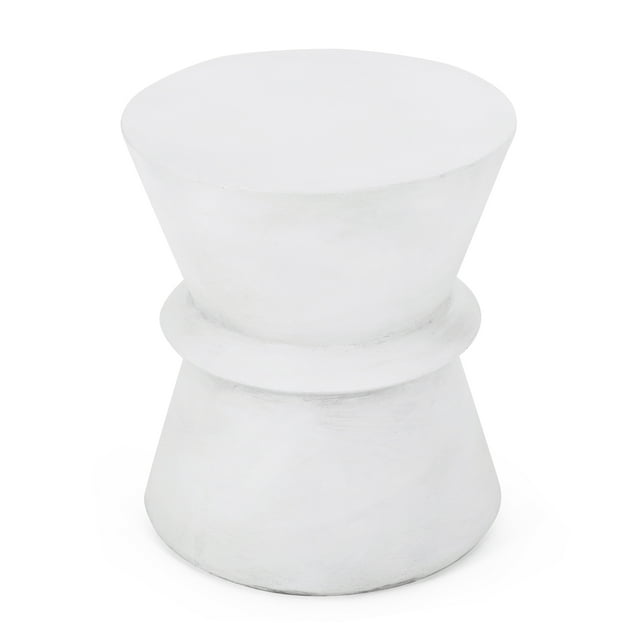 Hueber Lightweight Concrete Outdoor Side Table, Antique White