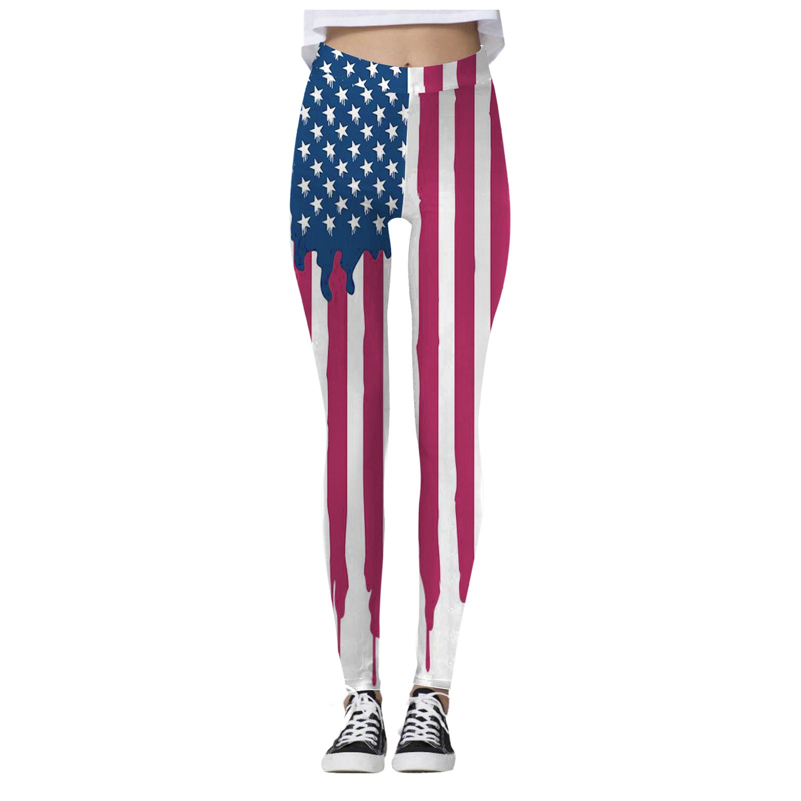 Hueihxs Women's Independence Day Tie Dye Printed Leggings Butt Lifting ...
