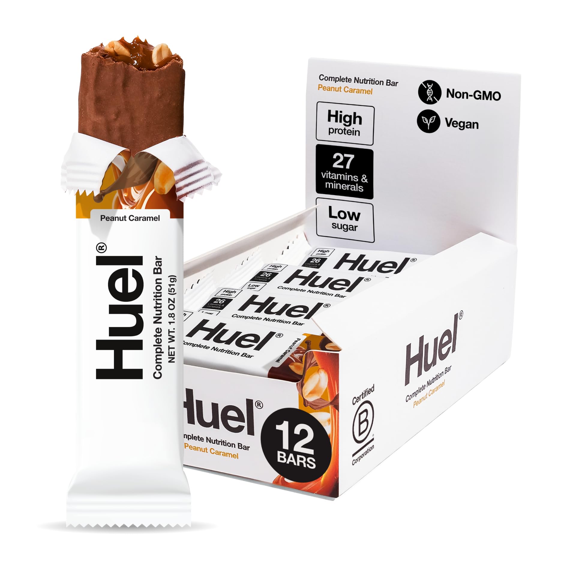 Huel Complete Nutrition Vegan JMS2 Protein Bars Peanut Caramel 13g