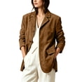 thumbnail image 1 of Hueook 2026 Suede Blazers for Women Business Casual Ladies' Casual Fashion Lapel with Pocket Buttons Long Sleeve Brown L, 1 of 6