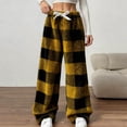 thumbnail image 1 of Hueook 4x Sweatpants for Women Plaid Fleece Casual Home Elastic Waist Pajamas Pants Yellow L, 1 of 6