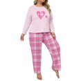 thumbnail image 1 of Hueook Airport Outfits for Women 2025 Womens Plaid Print Two-piece Long-sleeved Trousers Suit Pink XL, 1 of 4