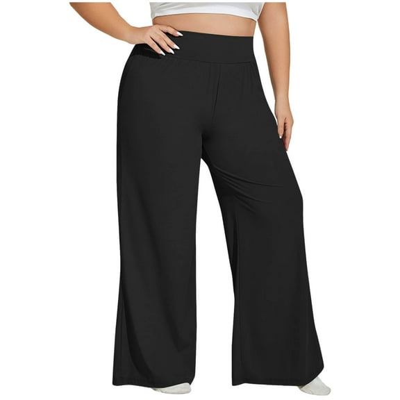 Hueook Baggy Trouser Style Yoga Pants for Women Women's Plus Size Solid Color Leggings Sports Fitness Pants Casual Tight Fitting Tight Peach Hip Yoga Pants Stretch Pants Black 4X