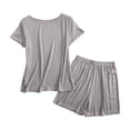 thumbnail image 1 of Hueook Bamboo Pajamas Night Gowns Women's Fashion Loose Solid Color Suspender Home Wear Two-piece Pajama Sets Gray 2X, 1 of 6