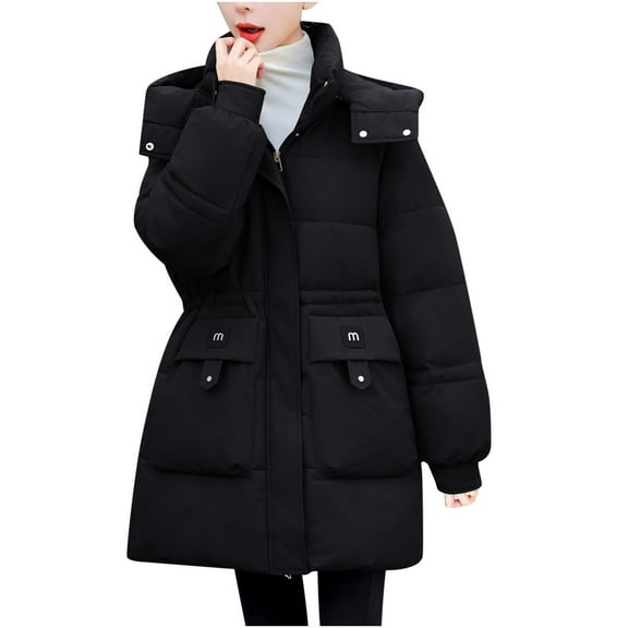 Hueook Barn Jackets for Women Ladies' Casual Loose Color Blocked Fashionable Round Neck Long Sleeved Loose Sweatshirt Long Sleeved Round Neck Sweatshirt Hooded Sweatshirt Black M