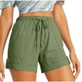 thumbnail image 1 of Hueook Bermuda Shorts For Women Linen Workout Shorts Womens Plus Size Comfy Drawstring Casual Elastic Waist Pocket Loose Shorts Pants Army Green XL, 1 of 9