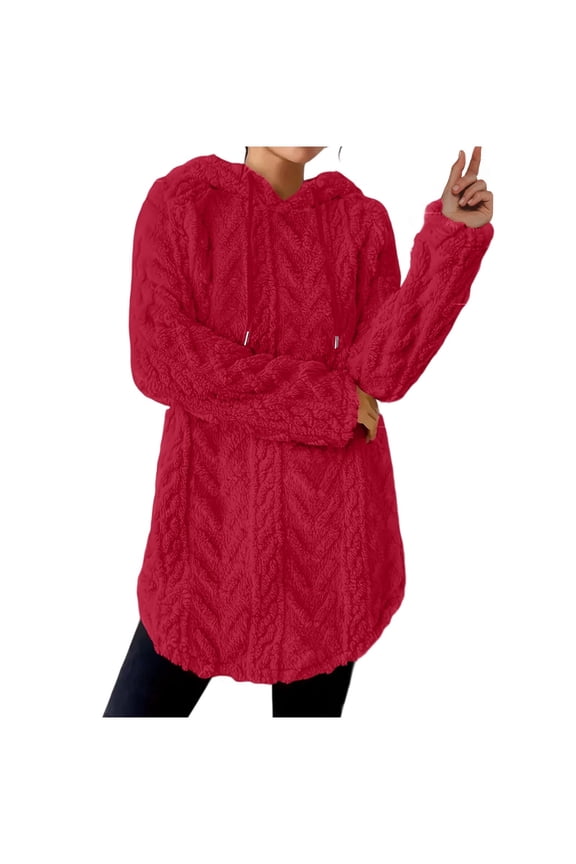 Black Jacket Women Sweatshirt Hoodie Fall Fashion Long Sleeve Jackets Winter Pullover Clothing Outfits Red M