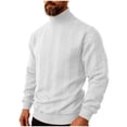thumbnail image 1 of Hueook Black Sweater Men's Solid Color Long Sleeved High Neck Warm Knitted Sweater White 2X, 1 of 7