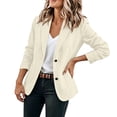 thumbnail image 1 of Hueook Blazer Business Casual Work Office Suit Jacket for Women Casual Notch Lapel Long Sleeve Button Pocket Beige L, 1 of 6