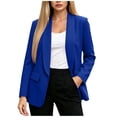 thumbnail image 1 of Hueook Blazer for Women Lapel Long Sleeve Open Front Casual Work Office Jacket Coat Blue 2X, 1 of 6