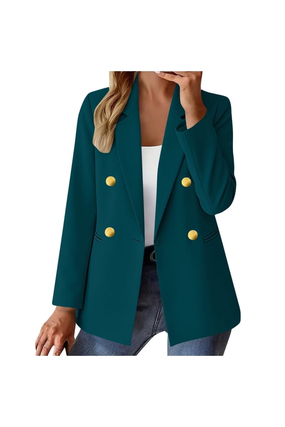 Blazers For Women Business Casual Jackets Formal Coat Women's Fashion Solid Button Pocket Long Sleeve Collared Suit Coat Casual Coat Blouse Mint Green S