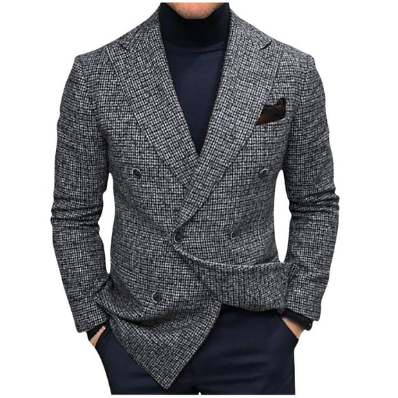 Hueook Blazers for Men Big Tall Clearance Men's Suit Long Sleeve Business Wedding Party Jacket Vest Coats for Men
