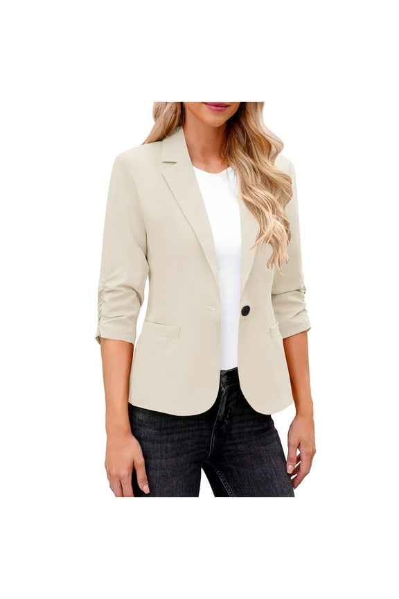 Blazers for Womens Casual Solid Suit Beige S
