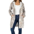thumbnail image 1 of Hueook Boho Tops for Women Winter Casual Zipper Long Sleeve Pocket Hooded Mid-Length Printed Jacket Beige XL, 1 of 8