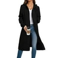thumbnail image 1 of Hueook Bomber Jacket Women Barn Jackets Women's Classic Longline Hooded Cardigan In Soft Fabric Featuring Side Pockets and An Open Front Black XL, 1 of 5