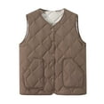 thumbnail image 1 of Hueook Bomber Jacket Women Thin Solid Color Sleeveless V-neck Zipper Pocket Bottoming with Waistcoat Jacket Brown L, 1 of 4