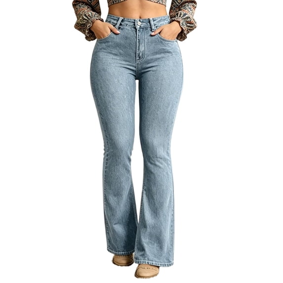 Hueook Bootcut Jeans for Women High Waisted Stretch Denim Pants with Pockets Multi Color L