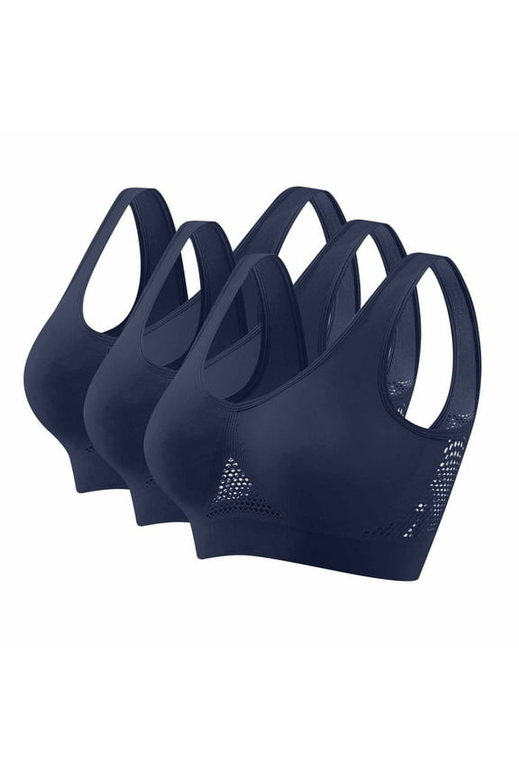 Bralette Women Seamless Sports Bra Wirefree Yoga Bra with Removable Pads Navy XL