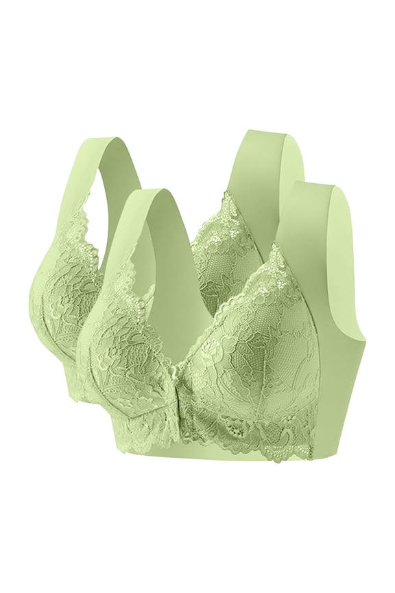 Bralettes for Women Lace Patchwork Bra Wireless Underwear Bra Everyday Underwear Mint Green 4X