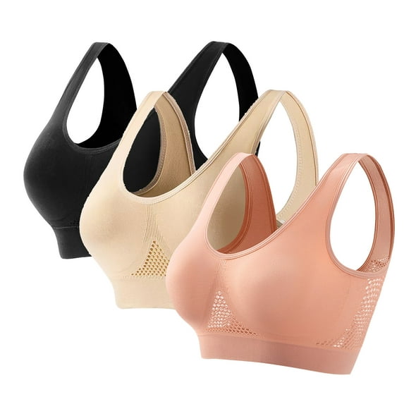 Hueook Bralettes for Women Seamless Sports Bra Wirefree Yoga Bra with Removable Pads Multicolor 2X