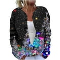 thumbnail image 1 of Hueook Brown Jacket Women Casual Christmas Printed Knitted Cardigan Button Up Jacket Coat Multicolor 5X, 1 of 5