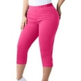 thumbnail image 1 of Hueook Capri Leggings Palazzo Pants Fashion Women's Plus Size Yoga Pants Capris Solid Color Elastic Waist Hot Pink 3X, 1 of 7