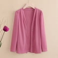 thumbnail image 1 of Hueook Cardigan Sweaters for Women Solid Buttons Cardigan Coats Knitted Tops Pink 2X, 1 of 7