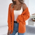 thumbnail image 1 of Hueook Cardigan for Women Women‘s Fall and Winter Solid Color Hollow Lantern Long Sleeve Cardigan Sweater Coat Orange L, 1 of 7