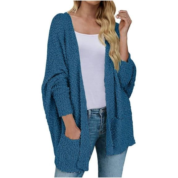 Hueook Cardigans for Women Plus Size Long Sleeve Sweater with Pocket Cardigan