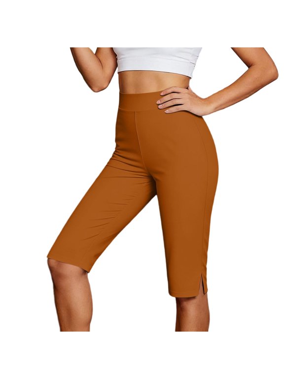 Cargo Shorts Women Summer Shorts Women's Lightweight Wide Leg Business Casual Travel Hiking Walking with Pockets Side Slits Half Shorts Pant Coffee M