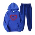 thumbnail image 1 of Hueook Casual Outfits for Women's Casual Printed Pocket Hoodie with Long Sleeves and Pants Set Blue S, 1 of 5