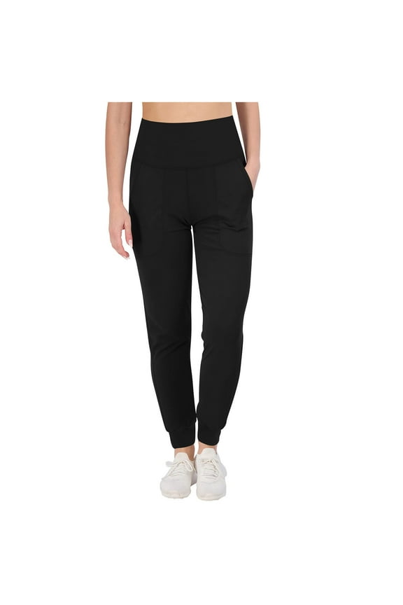 Casual Yoga Dress Pants for Women Women's Solid Color Plus Velvet Warm Ankle Strap Pocket High Waisted Elastic Fitness Pants Leggings Sports Pants Black 3X