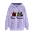 thumbnail image 1 of Hueook Christmas Hoodies for Women Women's Print Winter Hoodie Pullover Long Sleeved Comfortable Sweatshirt Purple L, 1 of 4