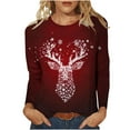 thumbnail image 1 of Hueook Christmas Shirts for Womens Tops Christmas Women's Fashion Tees Casual Round Neck Loose T Shirt Long Sleeve Christmas Print Shirt Multicolor XL, 1 of 6