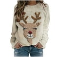 thumbnail image 1 of Hueook Christmas Shirts for Women Tshirts Shirts Womens' Christmas Santa Claus Printed Shoulder Length Long Sleeved Round Neck Top/shirt Multicolor L, 1 of 7