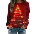 thumbnail image 1 of Hueook Christmas Shirts for Womens T Shirts Womens' Christmas Santa Claus Printed Shoulder Length Long Sleeved Round Neck Top/shirt Multicolor 5X, 1 of 7