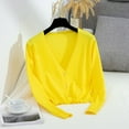 thumbnail image 1 of Hueook Chunky Cardigan Sweaters for Women Solid Button Casual Cardigan-neck Long Sleeve Knitted Coat Yellow 2X, 1 of 3