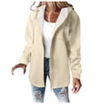 thumbnail image 1 of Hueook Coats Women Puffer Jacket with Hood Thicken Women's Solid Color Long-sleeved Long-sleeved Hooded Casual Coat Beige 2X, 1 of 5