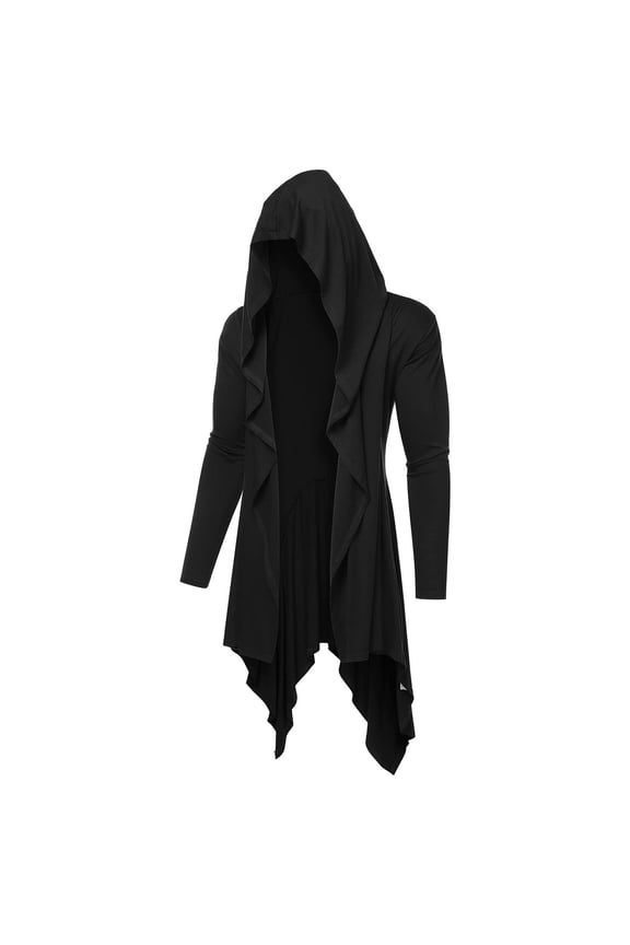 Coats for Women Cos Medieval Hooded Coat Long Hooded Cardigan Pleated Shawl European and Role Playing Black L