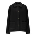 thumbnail image 1 of Hueook Coats for Women Long Sleeved Solid Color Warm Winter Jacket Top Black S, 1 of 6